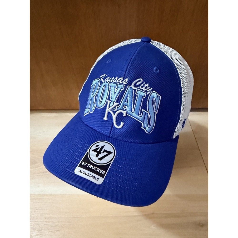 Men's '47 Kansas City Royals Adjustable Trucker Hat Cap Snapback Blue NEW